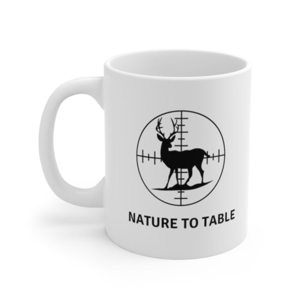 Presenting our captivating "Nature to Table" 11 oz Coffee Mug, where rustic charm meets the thrill of the hunt! - Image 2