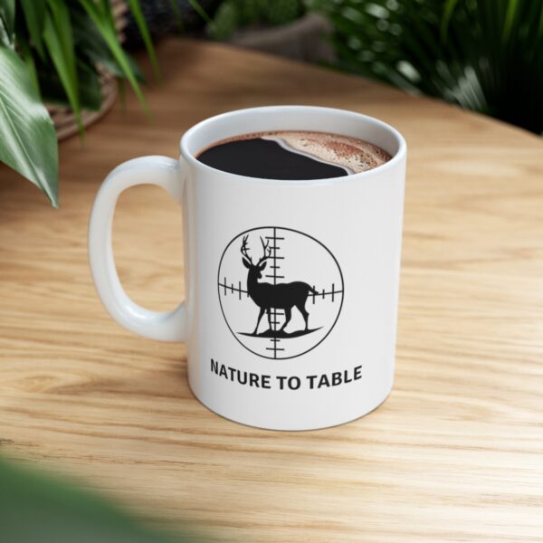Presenting our captivating "Nature to Table" 11 oz Coffee Mug, where rustic charm meets the thrill of the hunt! - Image 6