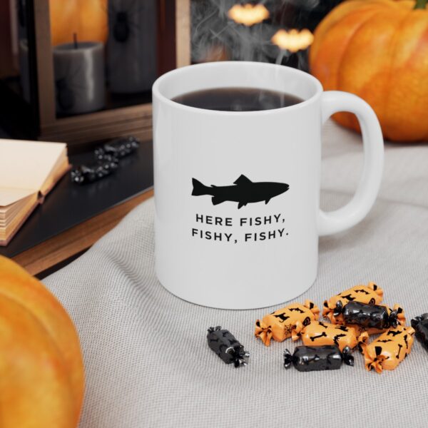 11 oz Fishing Enthusiast's Coffee Mug - Here Fishy, Fishy, Fishy! - Image 3