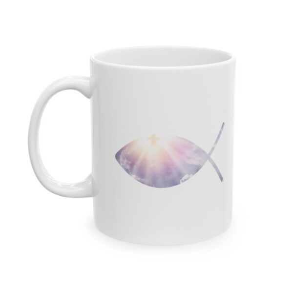 Christian Fish with Jesus in the Clouds 11 oz. Coffee Mug - Image 2