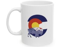 Introducing our Buffalo Silhouette Colorado Mountain View 11 oz. Coffee Mug,