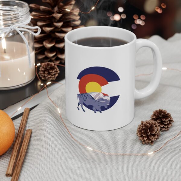 Introducing our Buffalo Silhouette Colorado Mountain View 11 oz. Coffee Mug, - Image 5