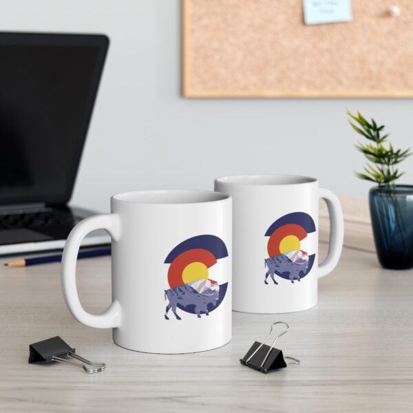 Introducing our Buffalo Silhouette Colorado Mountain View 11 oz. Coffee Mug, - Image 6