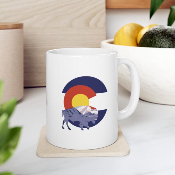 Introducing our Buffalo Silhouette Colorado Mountain View 11 oz. Coffee Mug, - Image 8