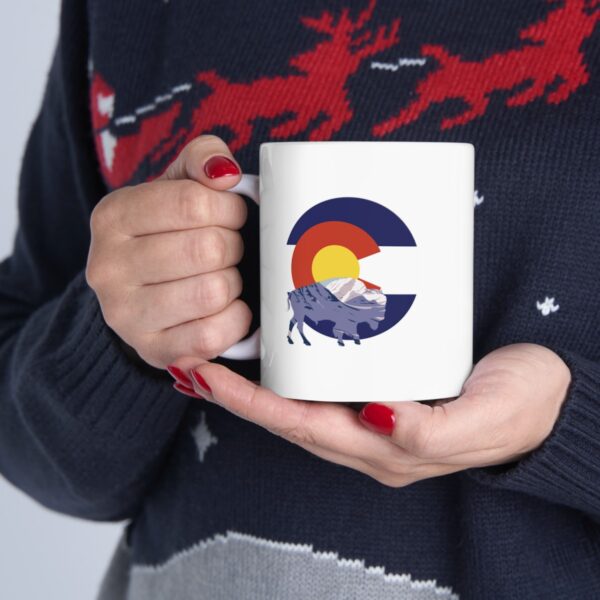 Introducing our Buffalo Silhouette Colorado Mountain View 11 oz. Coffee Mug, - Image 12